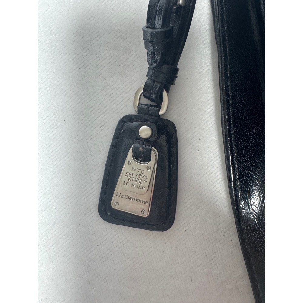 90s Y2K Liz Claiborne Womens Small Shoulder Bag Black Faux Leather LC-1441-P - Picture 6 of 10